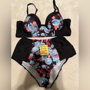 Women’s Plus Size 2 Piece Bathing Suit Flower Print